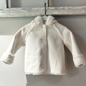 Girls Cozy Hooded Faux Suede jacket